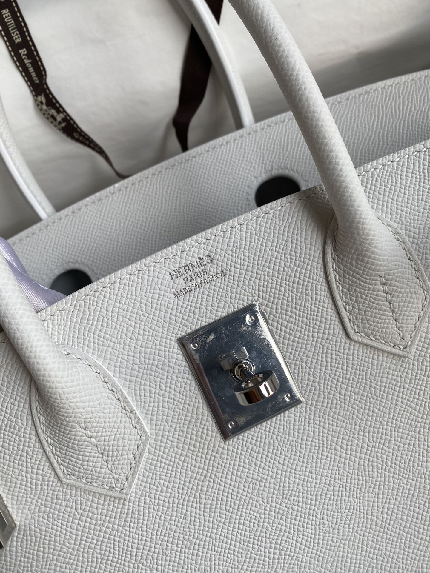 Hermes Birkin 30CM Epsom Leather Handbag White